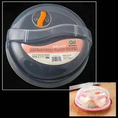 Plastic Microwave Plate Cover Clear Steam Vent Splatter Lid 10   Food Dish New • $9