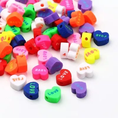 £2.99 • Buy Polymer Clay Beads For Jewellery Making  Heart Shape Love Mixed Loose 9mm X20