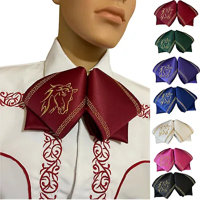 Hello Mariachi Moño Gold Horse  Mexican Bow  Tie Charro  Embroidery • $24.90