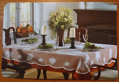 Beautiful Wyla Lace Overlay Tablecloth 60  X 84  Leaf Pattern Open Package • $14.99