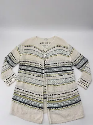 J.Jill Cardigan Stripe Open Front Duster Sweater Pin Closure Women Size XL • $28