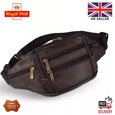 £7.55 • Buy Real Genuine Leather Bum Waist Bag Travel Holiday Money Pouch Belt Wallet Bumbag
