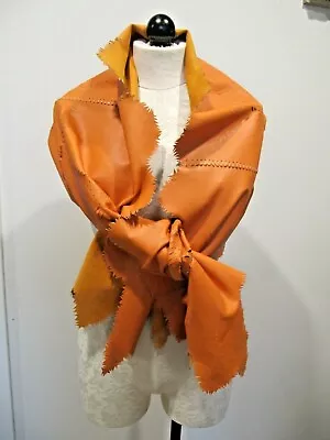 Vintage Bajra Orange Perforated Leather Shoulder Swap / Scarf • $400