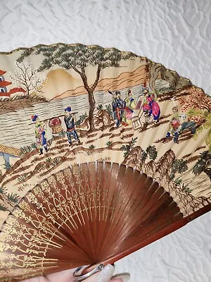 Vintage Painted Hand Fan • $9.95