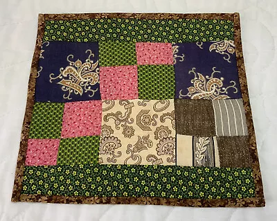 Vintage Antique Patchwork Quilt Table Topper Nine Patch Four Patch Brown • $9.75