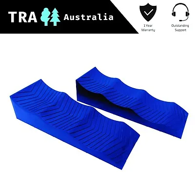 2 X BLUE 3 Stage Levelling Ramps Caravan RV Steps Levellers Ramp Accessories • $48.03