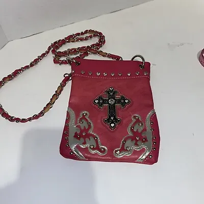 P&G Leather Cross Handbag Purse Pink Ranch  Embroidery Crossbody • $22