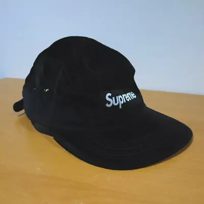 Supreme Black 5 Panel Cap Hat Unisex One Size Made In USA • $120