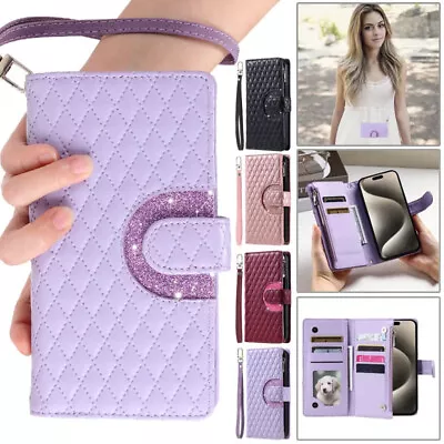For IPhone 15 14 13 12 11 Pro Max 8 7 Plus Zipper Flip Leather Wallet Case Cover • $7.99