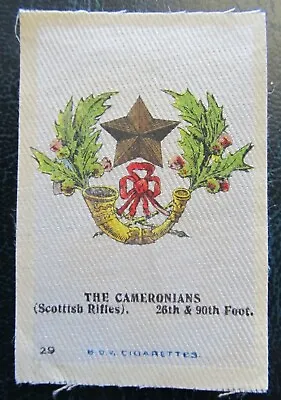 £2.95 • Buy BDV Cigarette Silks Card Ww1 1914 Military Cameronians Scottish Rifles