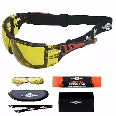 ToolFreak Safety Glasses Yellow Lens Foam Padded Rated To EN166/EN170 With Case • £19.99