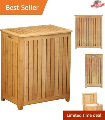 Contemporary Sturdy Bamboo Laundry Hamper - Durable Solid Wood - Removable Bags • $113.97