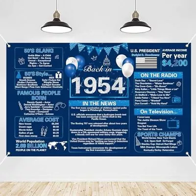 70th Birthday Decorations For 1954 Blue And Silver Back In 1954 Birthday Back... • $23.53