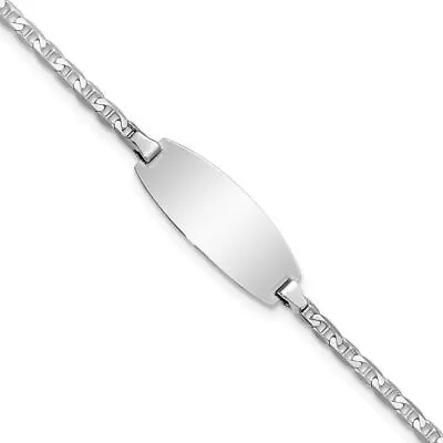 14k White Gold ID Chain Bracelet For Womens Mens L-5.5  W-8mm 3.13gram • $412