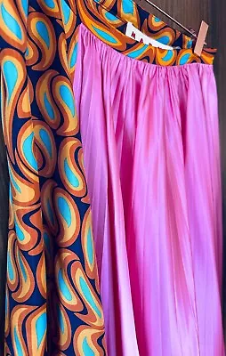 Marni Pink & Patterned Asymmetric Silky Midi Skirt UK Size 8 • £35