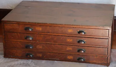 Antique Tiger Oak Map Cabinet Section 39.6  X 26.5  X 15.1  / Blueprint Cabinet • $850