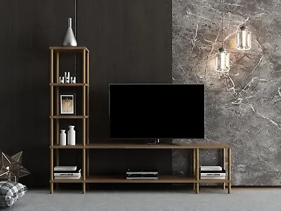Kayrana Sole Walnut Colour TV Unit Stand With Tier Style Shelving Units • £144.99