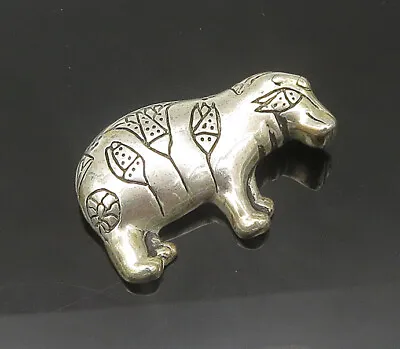 MMA 925 Sterling Silver - Vintage Shiny Hippopotamus Animal Brooch Pin - BP8748 • $68.17