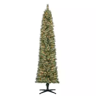 Home Heritage 7' Artificial Pencil Pine Slim Christmas Tree W/ Lights (Open Box) • $168.55