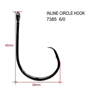 100pcs 6/0 Straight Eye Inline Circle Fishing Hooks Fishing Tackle Special • $12.90