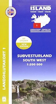 South West Iceland Map 1: 200 000: Regional Map 1 By Mál Og Menning NEW Book F • £23.16