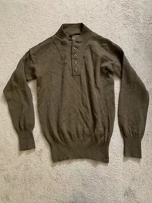 VTG 80s US Army Sweater Mens XL Brown Wool Daun Ray Drab 5 Button USA • $26