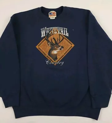 Vintage Whitetail Deer Country Print Sweatshirt Vtg Outdoors Sportsman USA Worn • $25.99