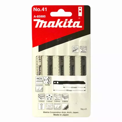 Makita No. 41 61mm HCS Jigsaw Blades (Old Type) - Wood/Laminate/PVC 12TPI - 5... • $19.95