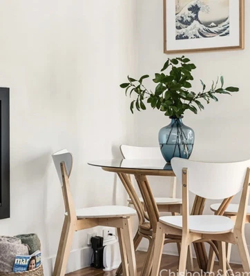 $249 • Buy Scandi Dining Setting - Glass Top Round Table With 4 Chairs (on Trend!)