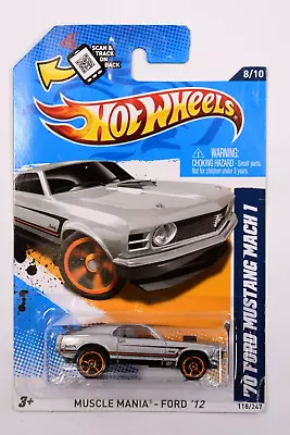 Hot Wheels Muscle Mania – Ford ‘12 Series 8/10 ‘70 Ford Mustang Mach 1 #118 • $4.99