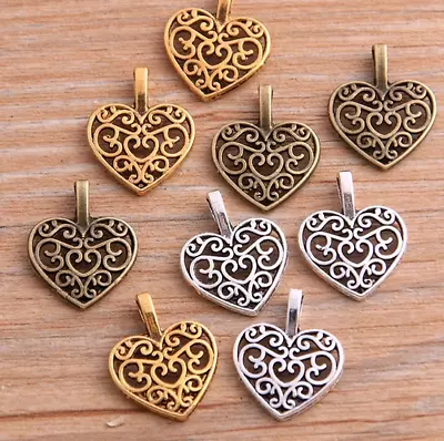 1xzinc Alloy Love Heart Antique Bronze Plated Charms/Pendants Jewellery Making  • £1.70