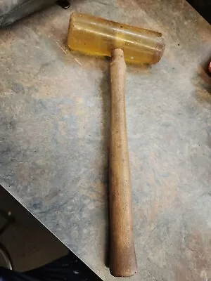 Vintage Polyurethane Rubber￼ Hammer Yellow With Wood Handle • $9.49