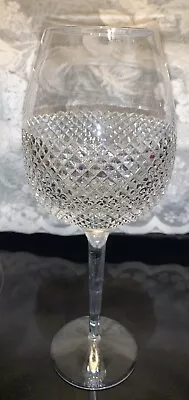 (1) POLISH CRYSTAL Clear Diamond Cut Crystal Large Heavy Goblet Glass 10.5  Tall • $49.99