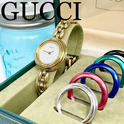 GUCCI Change Bezel Watch Quartz 6 Colors Gold Quartz Vintage Ladies Watch Used  • $322.42