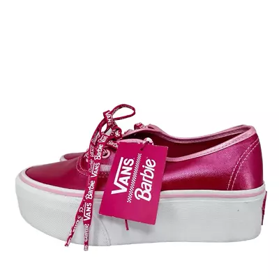 Vans X Barbie Authentic Stac Platform Hot Pink White VN0A5KXXPNK Women’s 5.5 NEW • £115.81