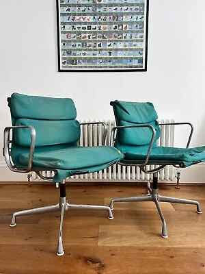Herman Miller Eames 938-138 Soft Pad Aluminium Swivel Group Chair Genuine Pair • £75