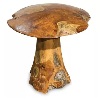 Wooden Toadstool Sculpture Mushroom Garden Teak Root Ornament Carved 36cm Medium • £54.99