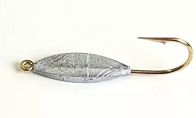 100 Unpainted  Crappie Slab  Jig Head Spoon Panfish Ice Fishing #4 Gold VMC Hook • $33.08