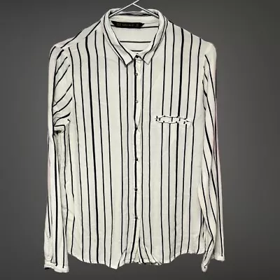 $14.95 • Buy ZARA Basic Women's Long Sleeve White And Black Striped Blouse Size Medium