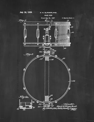 Snare Drum Patent Print Chalkboard • $11.46