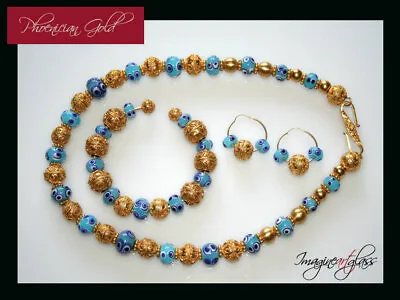 Necklace Bracelet OOAK 585 Gold 925 Silver Lampwork Beads Handcrafted Goldsmith • £3791.10