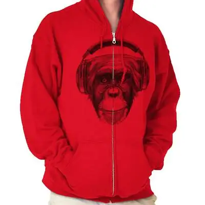 $23.99 • Buy Awesome Monkey Funny Hipster Headphones Gift Adult Zip Hoodie Jacket Sweatshirt