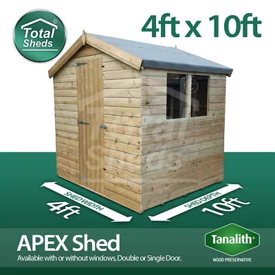 10x4 Pressure Treated Tanalised Apex Shed Quality Tongue And Groove 10FT X 4FT • £764.90