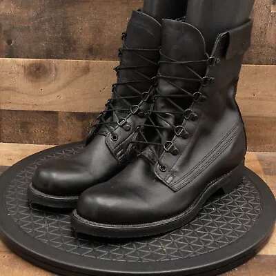 Vintage Cove Shoe Company Mens Combat Boots Black Leather Lace Up Size 10d • $64.99
