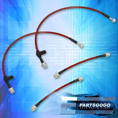 For 03-08 Corolla E120 JDM Front Rear S/S Braided Hose Oil Brake Lines Cable Red • $25.99
