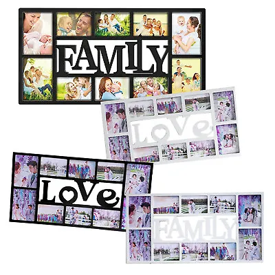 Family Love 10 Multi Aperture Photo Picture Frame Holds 6''X4''   5''X7'' Photos • £11.99