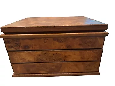 Fine Agresti Italy Burled Briarwood Vintage Jewelry Chest Box Lift Top 2 Drawers • $485