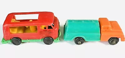 Vintage 1970s Unbranded Plastic Toys Tanker Truck & Volkswagen Bus Camper 3” • $10