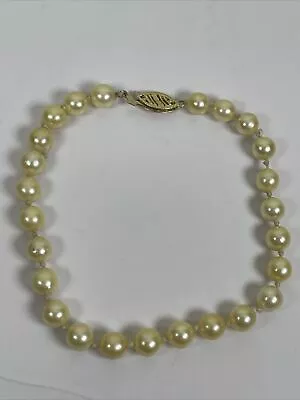 Vintage Tokyo Pearl Bracelet With 14K Gold Clasp Signed Women's Jewelry • $65