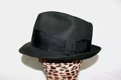 Vintage Knox Fedora Black Fur Felt Hat Flying Cloud Model Gangster Dick Tracy • $75